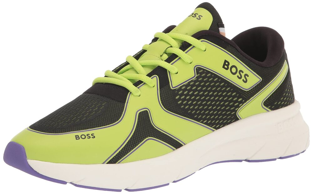 BOSS RUNNING STYLE MIX MATERAL SNEAKERS WITH EMBOSSED LOGO